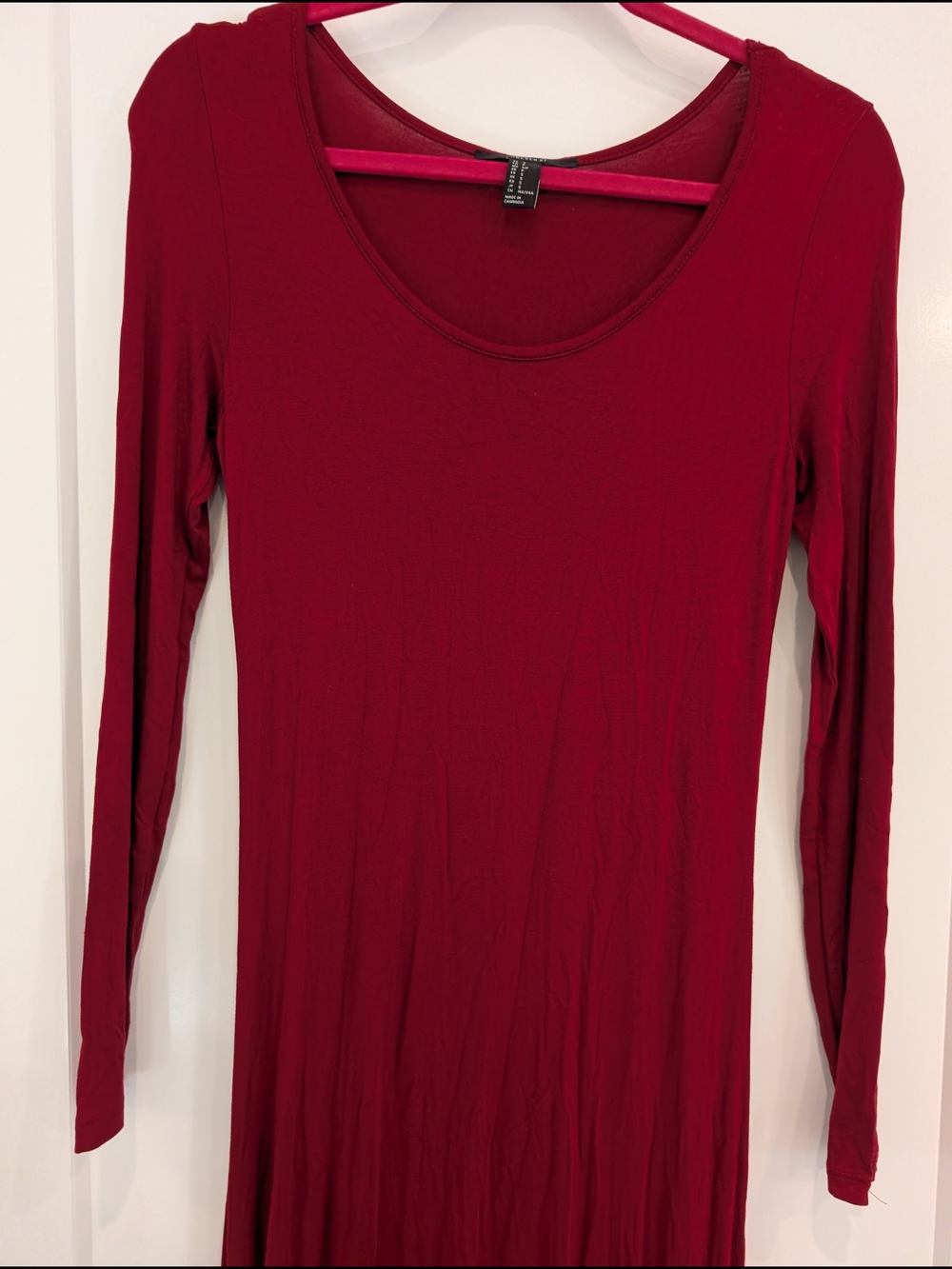 Forever 21 Deep Burgundy Long Sleeve Maxi Dress, Small - Picture 7 of 7